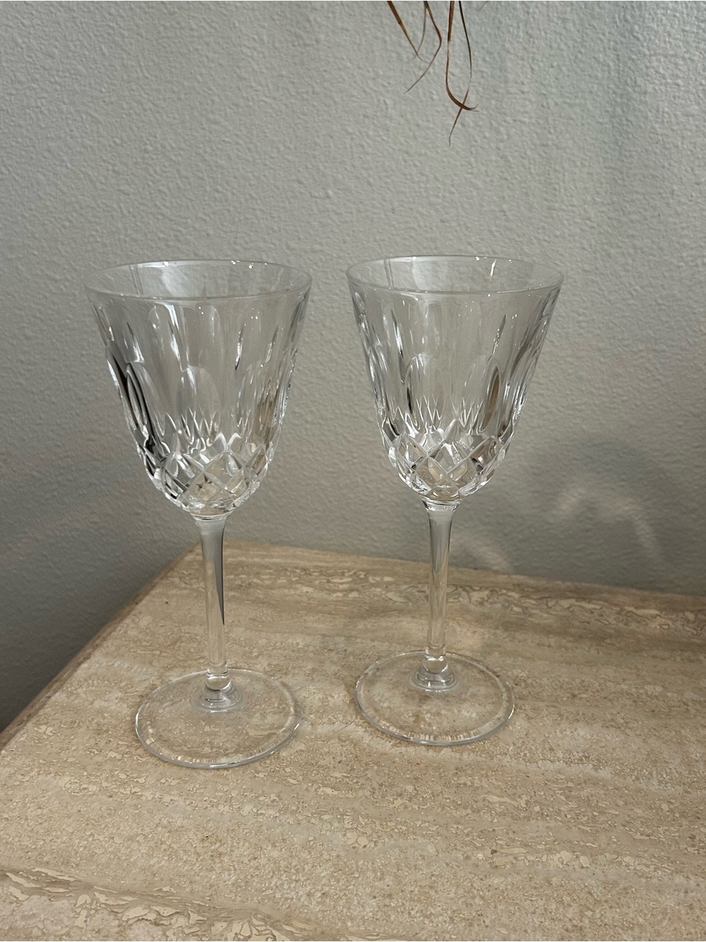Crystal-Cut Wine Glasses - Clear Stemware Set of 2